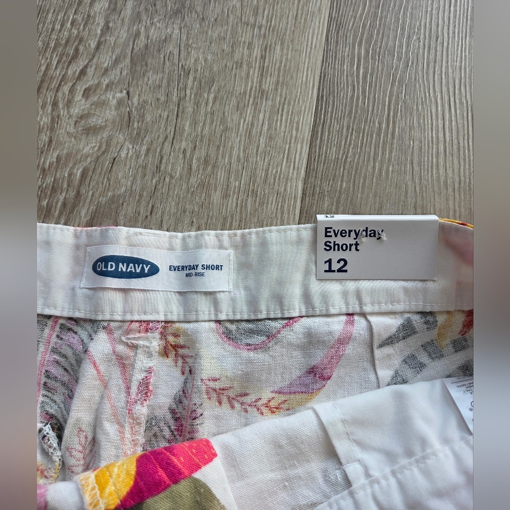 Old Navy Tropical Floral Linen Short Size 12 New With Tags - Picture 3 of 7